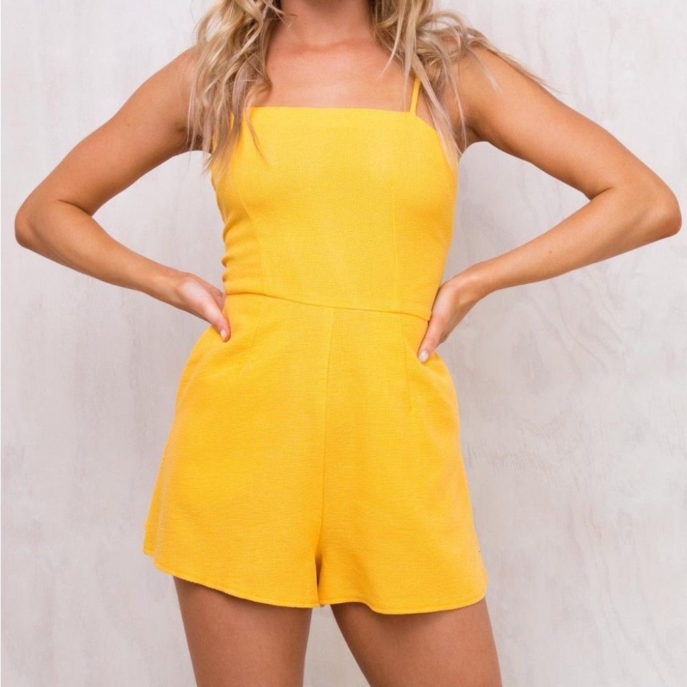 Princess Polly Tweedle Dee Tie Back Playsuit